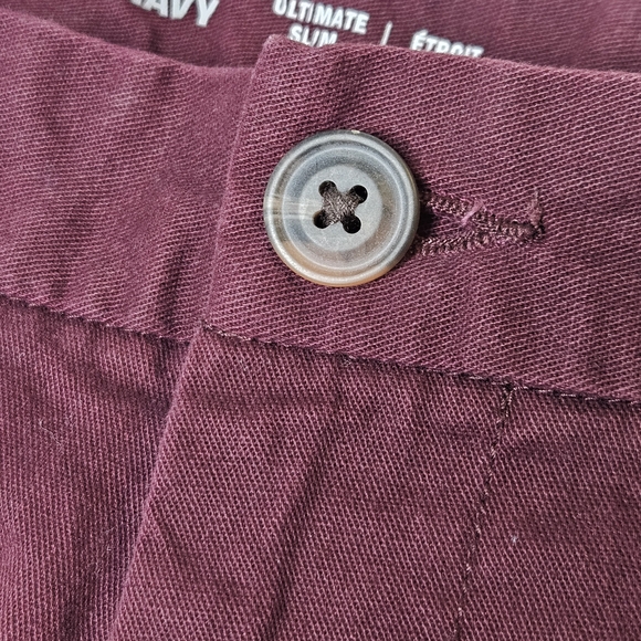 Old Navy Burgundy Chinos Pants Trousers Long Tall Inseam Mens Size Waist 34 - Picture 7 of 11